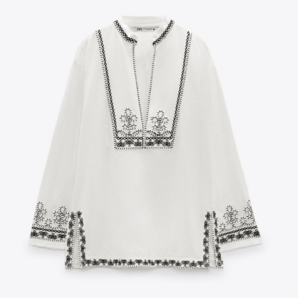 NWT Zara Embroidered Tunic Top, Size S - Picture 4 of 7